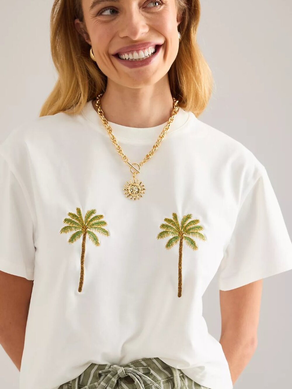 Never Fully Dressed Embroidered Palm T-Shirt - Size XL